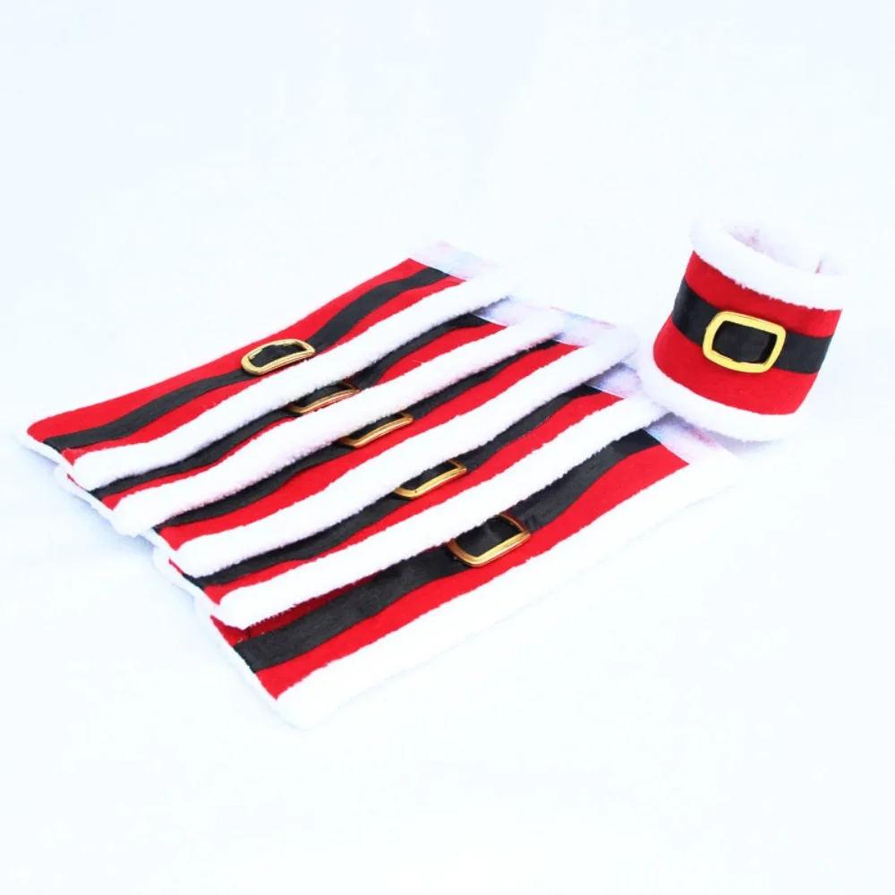 6pcs Cloth Christmas Belt Buckle Napkin Ring Christmas Theme Adjustable Santa Clothes Napkin Ring Detachable Towel Buckle