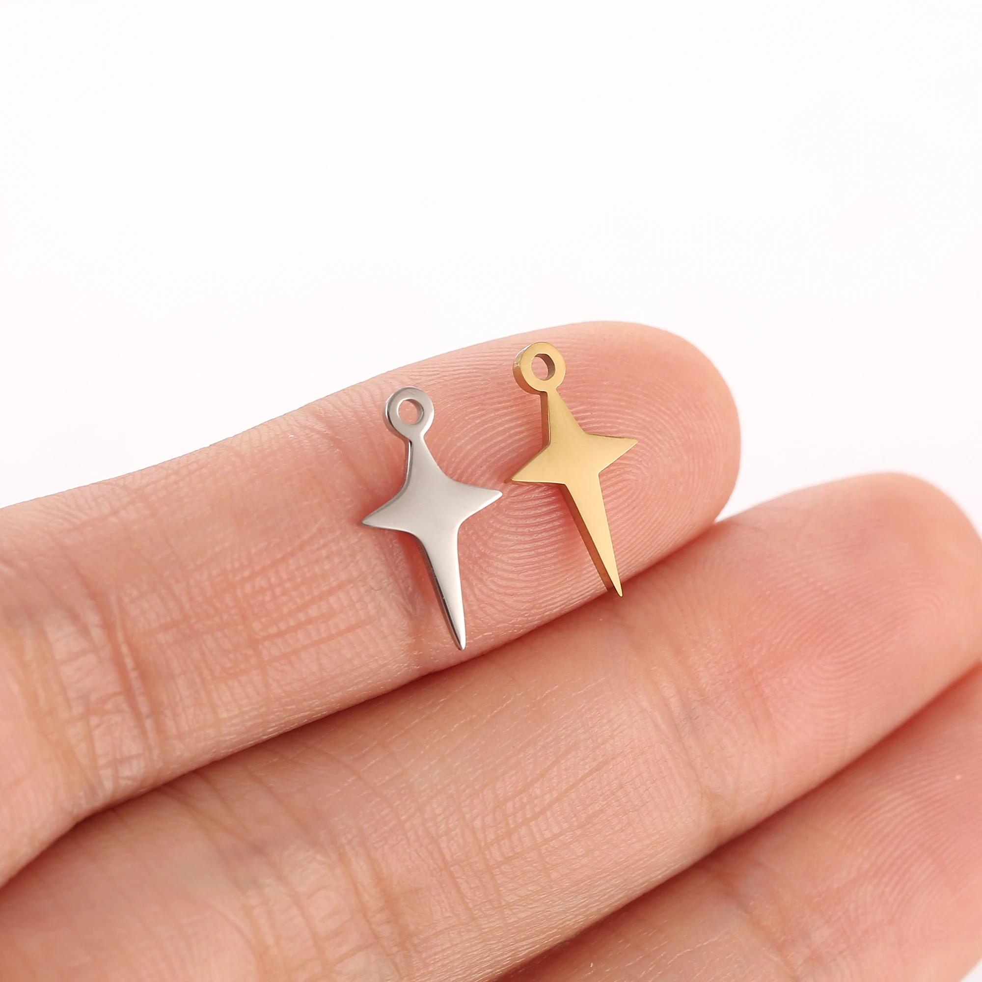 5 teile/los Edelstahl Stern Mond Schießen Sterne Blitz Kleine Charms DIY Halskette Armband Ohrringe Schmuck Machen Liefert – Detail 10