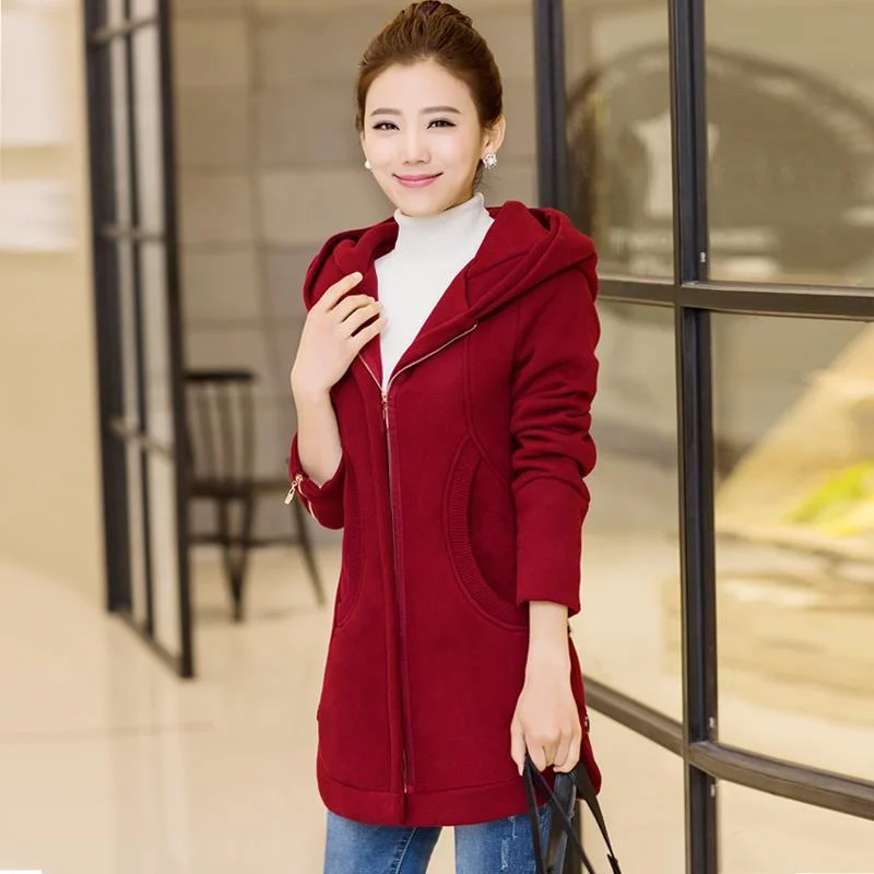 Autumn Women Leisure Cardigan Fashion Loose Padded Cashmere Coat 2023 New Female Korean Hooded Warm Slim Medium Long Sweater