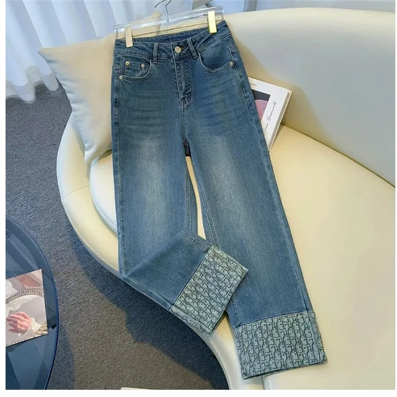 

Women's Wide-leg Jeans 2025 Spring Summer High Waist Loose Ladies Denim Straight Pants Korean Version Leisure Lady Trousers
