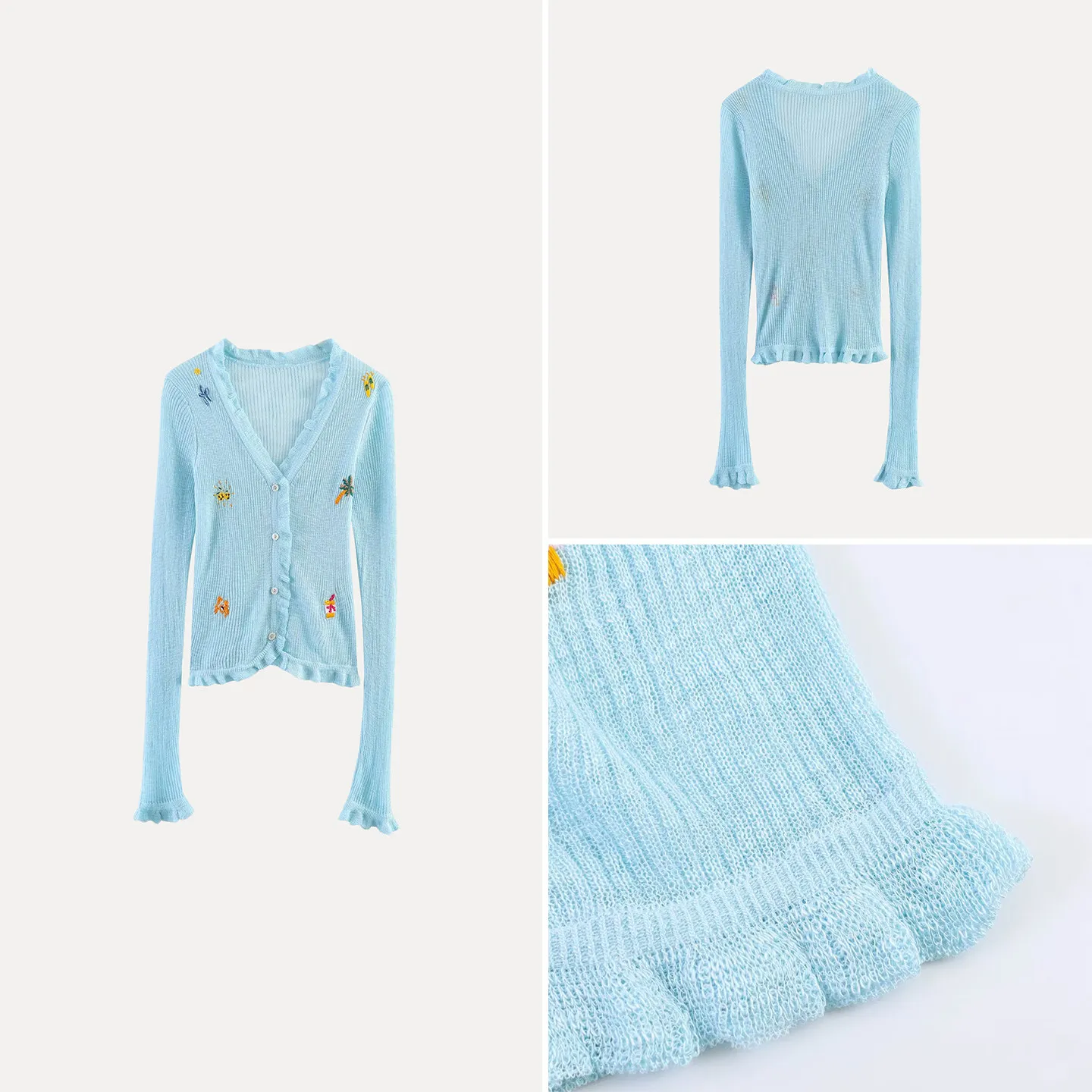 2026 New Women's Knitted Embroidered Sleeveless Cardigan Versatile Personalized Lace Trim Open-Shirt Style Other Material 100%