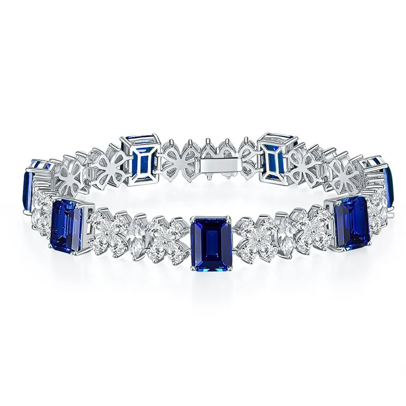 

ZFSILVER модный 925 серебряный культивированный драгоценный камень дизайн красный синий прямоугольный браслет подвески женские аксессуары вечерние ювелирные изделия подарок B3-0007