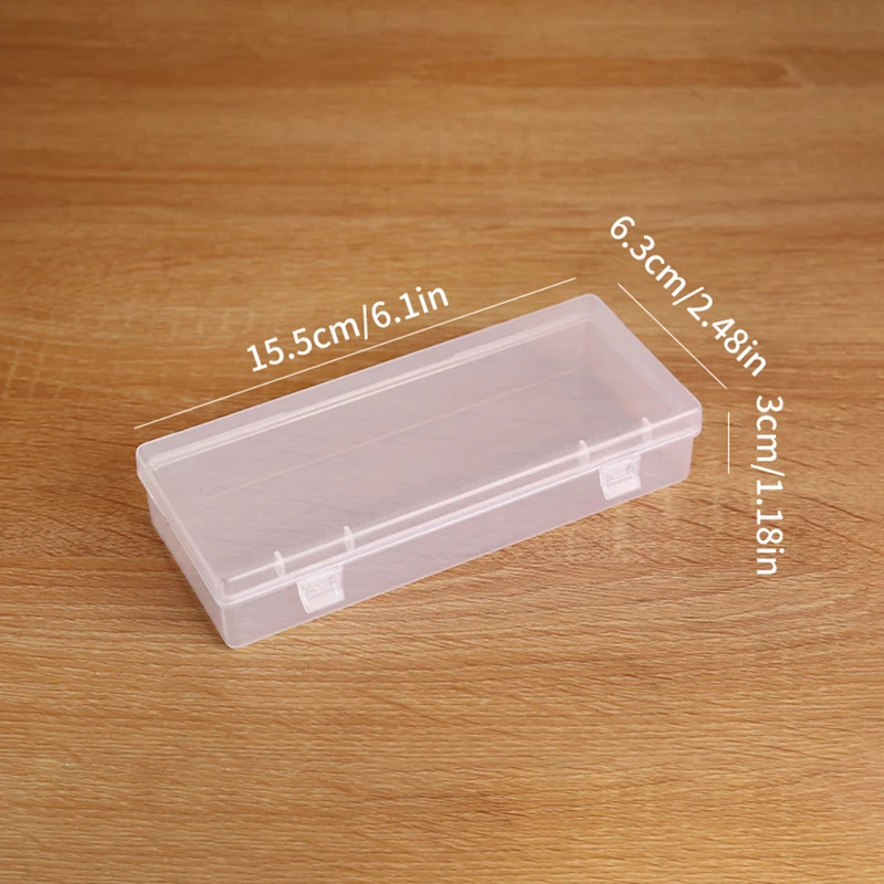 

Transparent Plastic Storage Box Rectangle Organizer Stickers Box Desktop Container Snap Dustproof Durable Jewelry Storage Case