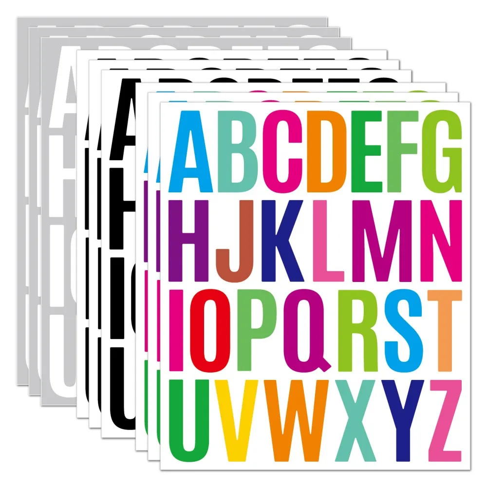 5 unids/set pegatinas de planificador funcional de 2 pulgadas vinilo impermeable negro blanco colorido DIY pegatina de letras para taza etiqueta de precio de ordenador portátil