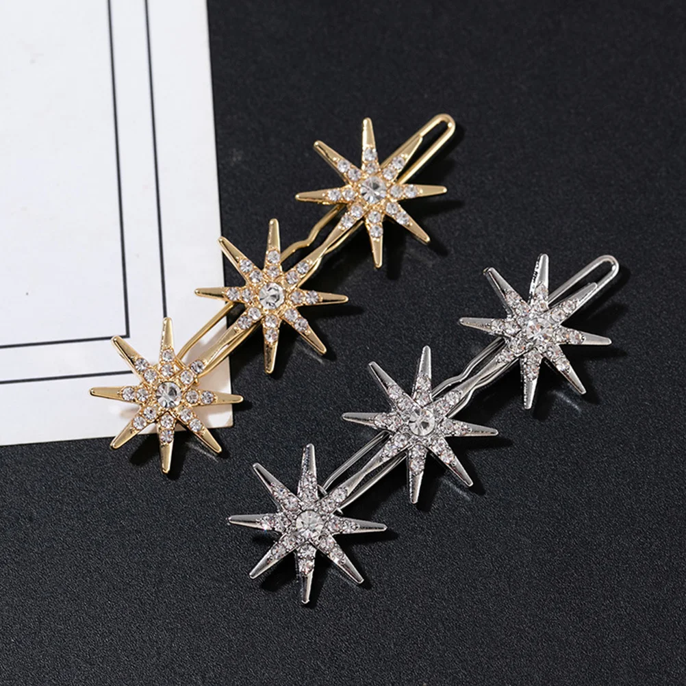 

4Pcs Star Hair Accessories Rhinestone Embellishment Clips for Women Wedding Gift Bridal Jewelry Styling Sectioning