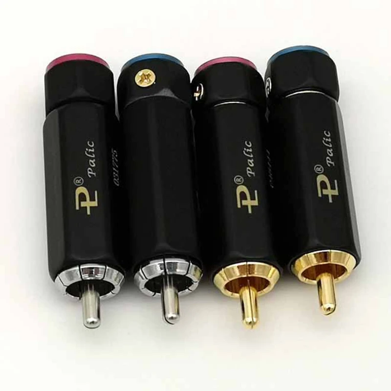 Hi-End Non-welding Rhodium/ Gold plated Brass  9mm Male RCA plug Audio Speaker AMP Cables Plug Connector Jack