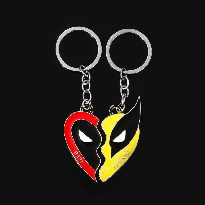 Wolverine Best Friends Keychain Superhero Couple Keychain Heart Pendant Friendship Matching Gifts for Unisex