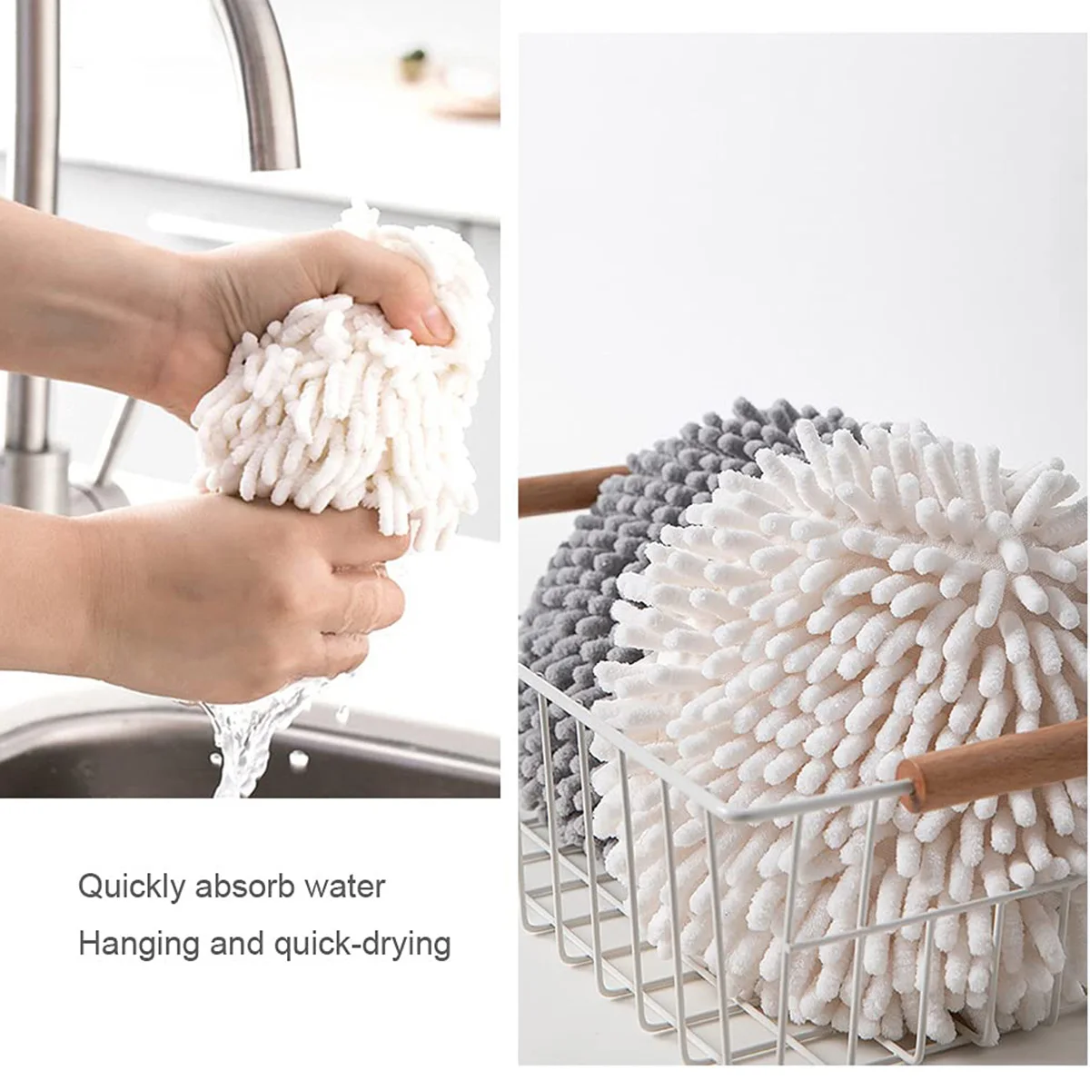 ห้องครัวห้องน้ำผ้าเช็ดมือลูกบอลน่ารักผ้าขนหนูแห้งเร็วนุ่มดูดซับทนทานผ้าขนหนูไมโครไฟเบอร์สำหรับห้องครัวบ้านห้องน้ำ