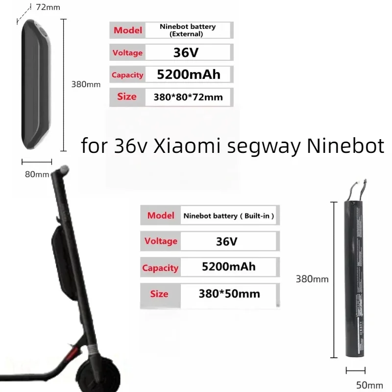 

36V 5200mAh Lithium Battery Pack – External Power for 36V Xiaomi Segway Ninebot ES1/ES2/ES3/ES4/E22/E25 Scooters,Rechargeable