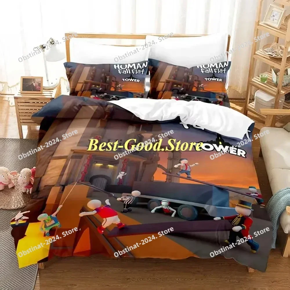 Human Fall Flat Bedding Set Single Twin Full Queen King Size Bed Set Aldult Kid Bedroom Duvetcover Sets 3D Anime Bed Sheet Set