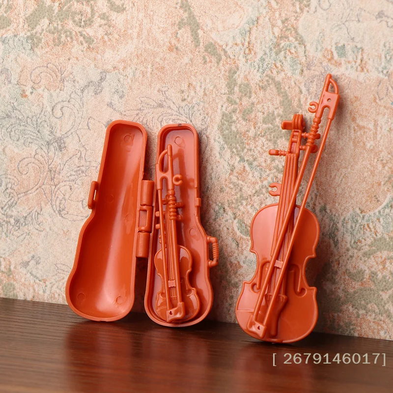 【YY26】Dollhouse Vintage Miniature Violin Set Dollhouse Instrument Decoration Micro Scene Photo Props Kid Pretend Play Toys