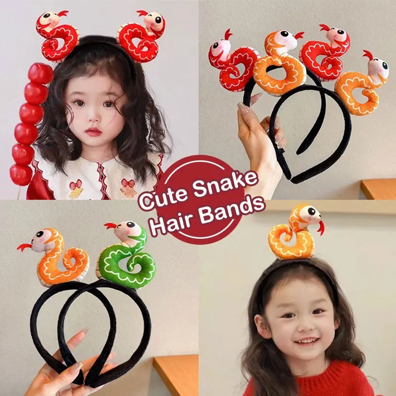 2025 Chinese Snake Year Hair Hoop New Cute Cartoon Snake Adult Child Headband Performance Props Hairpin Zodiac Hair Accessories