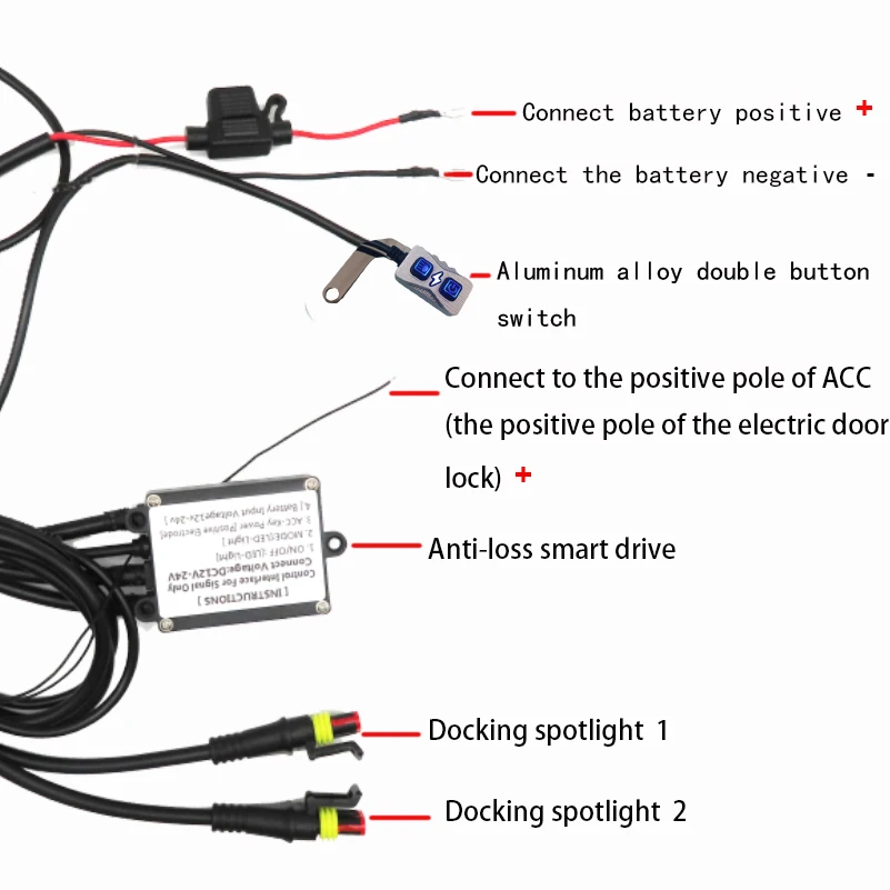 Motorcycle Spotlight Wires Switch 12V 24V Strobe Left And Right Strobe Fog Light Wire Harness Fog Light Driving Lamp Switch Wire