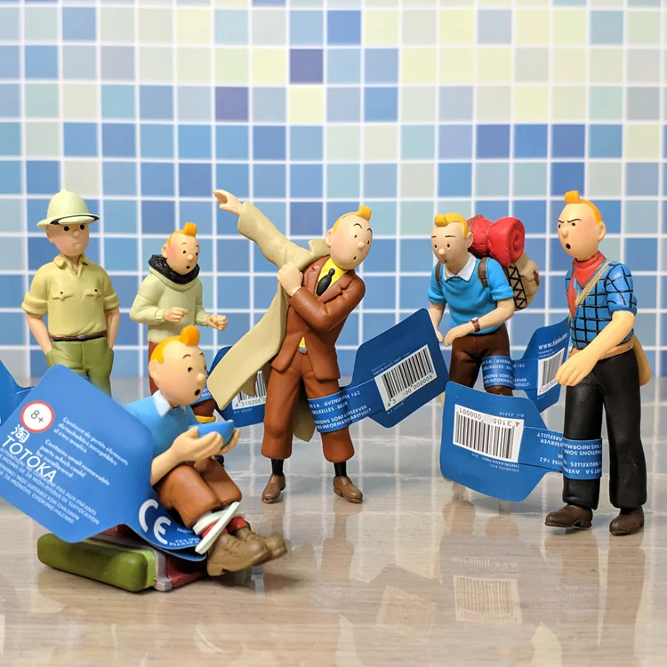 Figura Coleccionable de PVC de Tintin, Regalo de Cumpleaños para Niños, Modelo de Juguete de Coche y Perro, Artículo de Exhib...