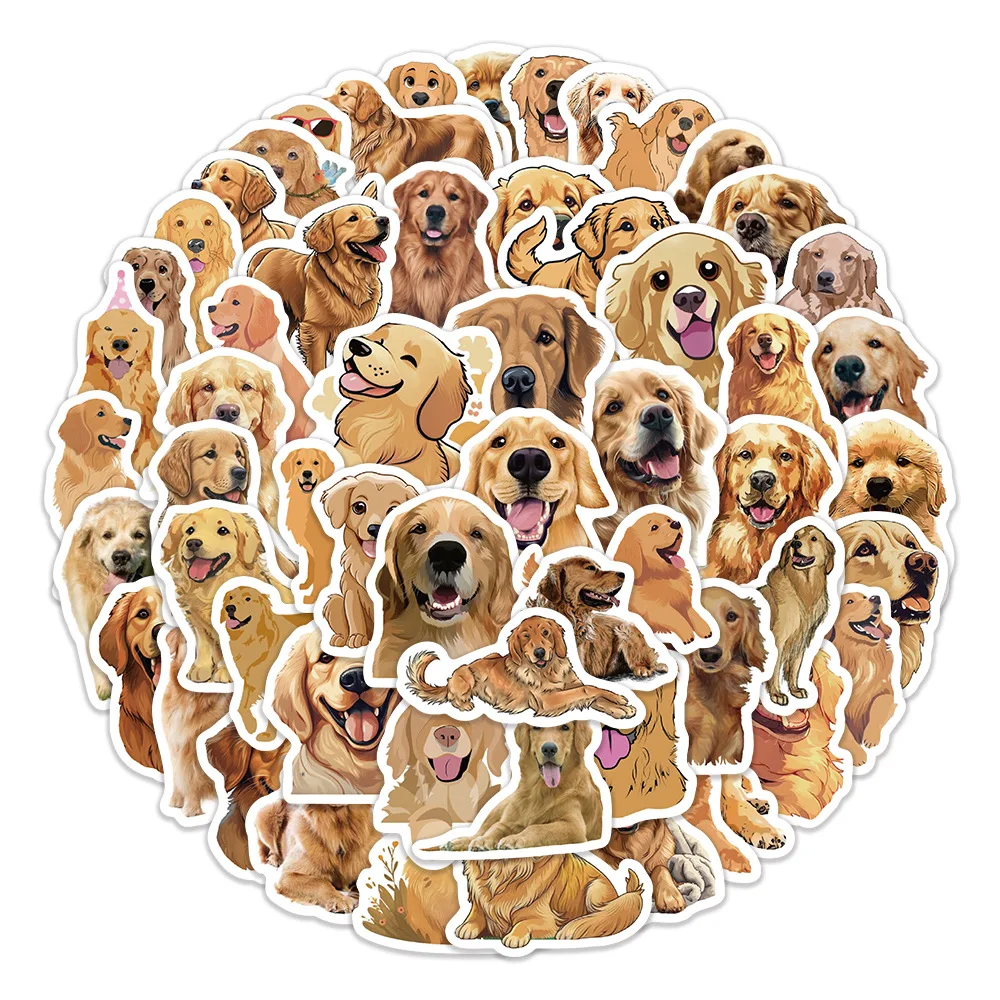 10/60Pcs Pet Dog Golden Retriever Stickers Pack Ipad Laptop Phone Stationery Scrapbooking Supplies DIY Journal Accessories Decal