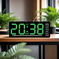 Digital LED Alarm Clock Date TEMP Brightness Adjustment Electronic Clock Kids Bedside Mute Snooze Clock 12/24H USB Powered