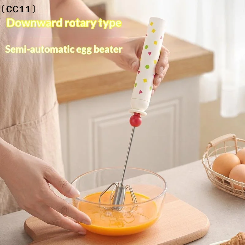 Household Semi-automatic Egg Beater Stainless Steel Cream Manual Beating Egg Mixer Food Grade Baking Tool〔CC11〕