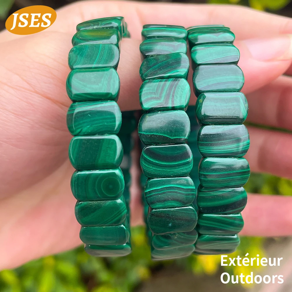 

JSES Natural Malachite Bracelet 7x11mm Loose Stone Beads Bangle for Men and Women Birthday Wedding Valentine's Day festival Gift