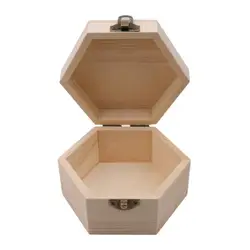 Fashion Gift Box Simple Portable Diy Hexagon Shaped Wood Jewelry Box Wedding Holder Jewelry Display 2024 New