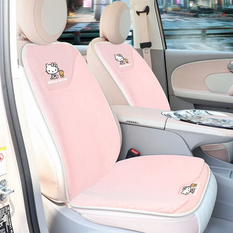 

Подушка для автомобильного сиденья Hello Kitty, милый мультяшный плюшевый ягненка, приятный для кожи, универсальные высококачественные удобные чехлы на сиденья