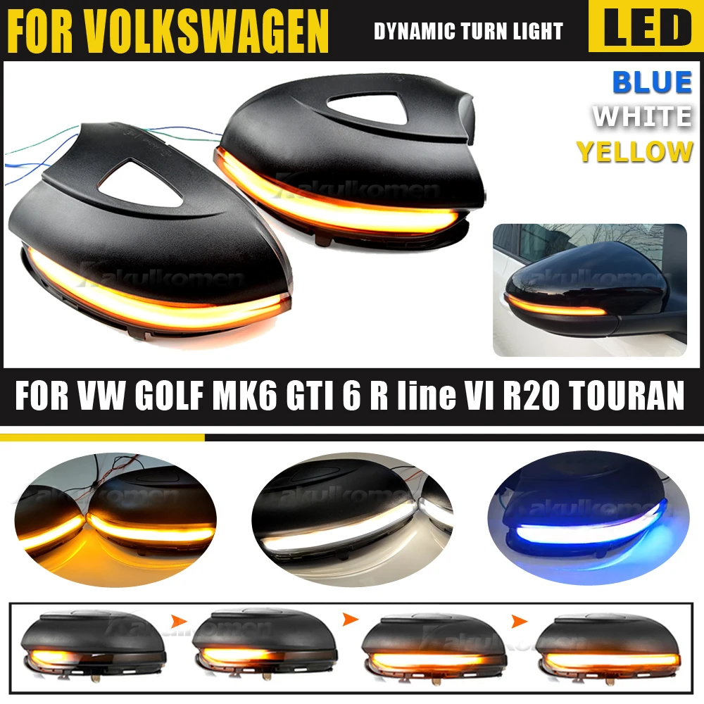 Dynamic Turn Signal LED Side Wing Rearview Mirror Indicator Blinker Repeater Light Lamp For VW GOLF 6 MK6 GTI R32 08-14 Touran