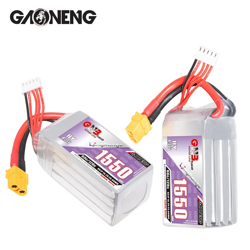 

GNB 4S 15.2V 60C/120C Lipo Battery With XT60 Plug for RC Car Truck Buggy Aircraft FPV Drones RC Parts 15.2V Rechargeable Battery