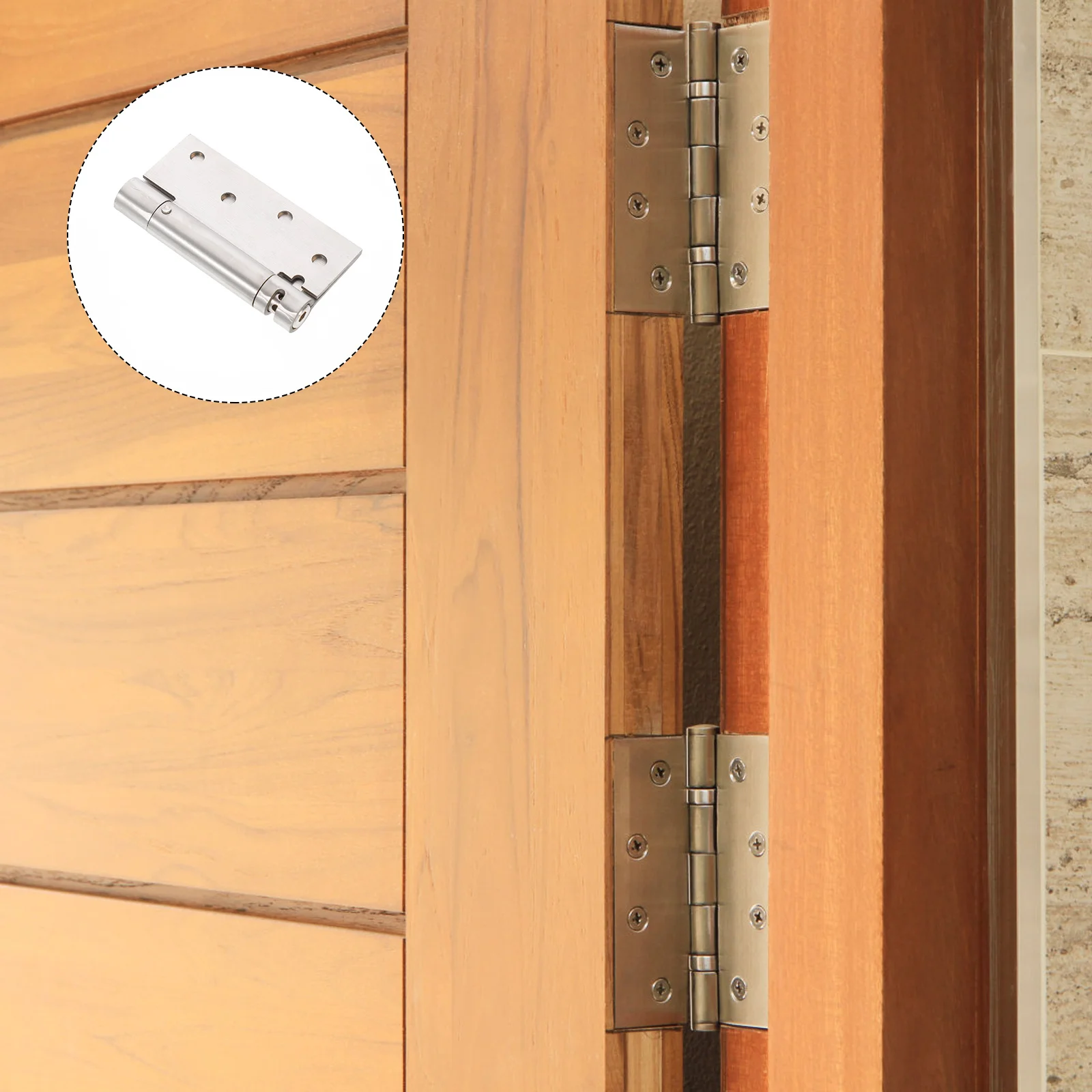 

2Pcs Single Spring Self-Closing Door Hinges Adjustable Stainless Steel Cabinet Heavy Duty Silent Auto Close Hinges