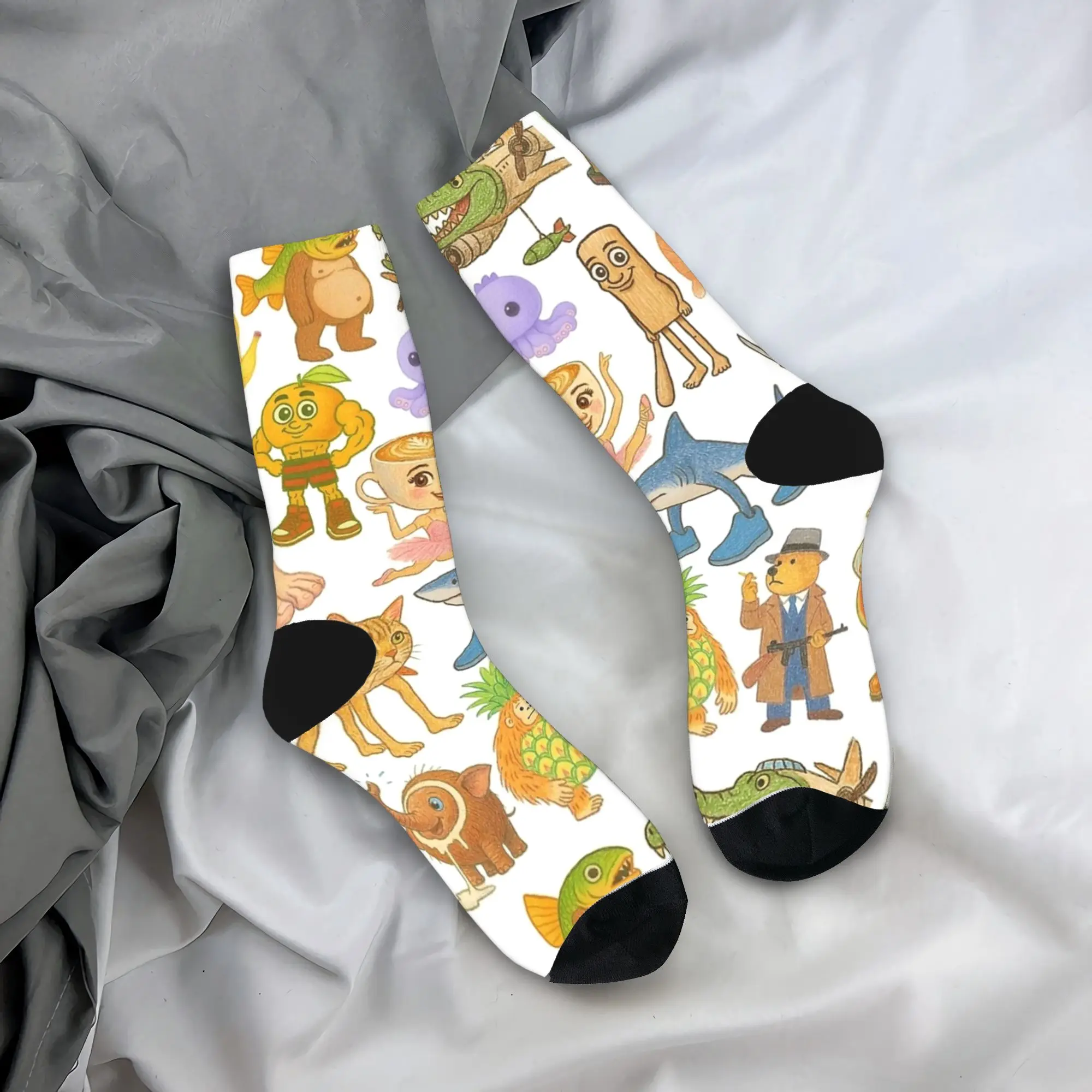 Italian Brainrot Meme Funny Animals Socks Autumn  Stockings Casual Unisex Men Soft Socks Graphic Cycling Non-Slip Socks