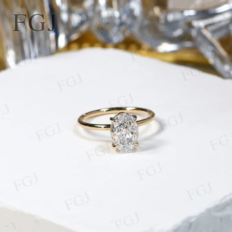 Custom Ring Moissanite Stone Oval Shape 1-3CT VVS1 D Color With GRA Sparkling For Women Men Wedding Engagement Jewelry Gifts