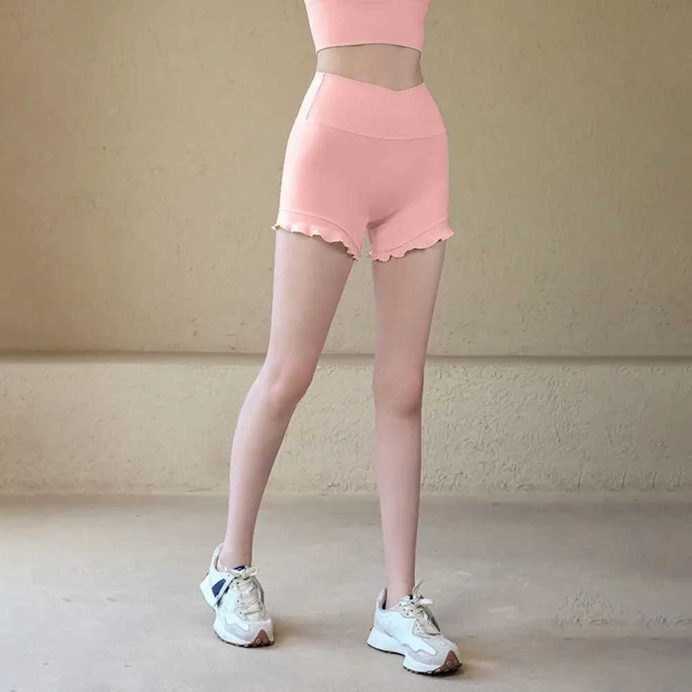 Invisible Open Crotch Outdoor Sex Hips Sweatpants Summer Fitness Shorts Women Waist Yoga Three-point Pants Exotic Leggings