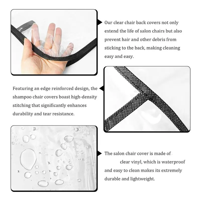 VEHO-10 Pack Salon Chair Cover Protectors,Clear Square Hairdressing Chair Back Covers For Fits Most Standard Chairs
