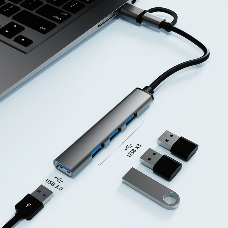 USB 3.0 HUB Typ C Multi-Splitter Hochgeschwindigkeits-5Gbps Für PC Computer Multiport USB 2.0 HUB Port-Adapter OTG Für HUAWEI Xiaomi – Detail 3