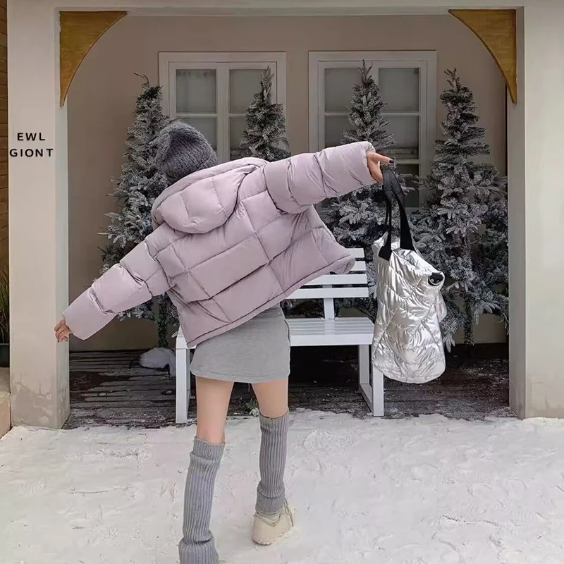 

Корейская свободная модная одежда для хлеба, толстая теплая парка с капюшоном, осень-зима 2022, новая куртка на хлопковой подкладке, женское короткое пальто