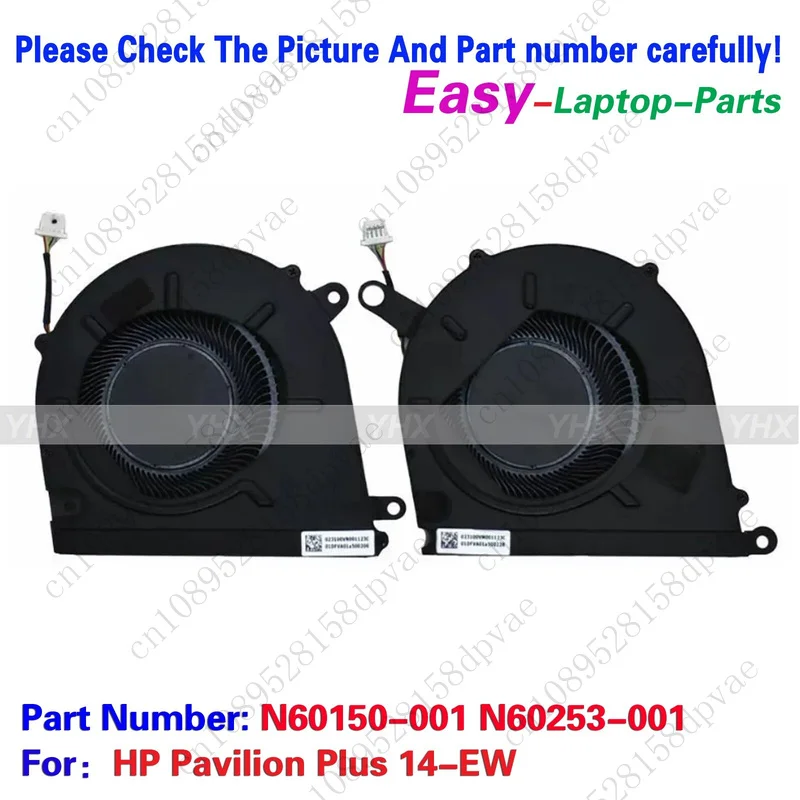 

GYX New For HP Pavilion Plus 14-EW COOLING FAN R+L N60150-001 N60253-001