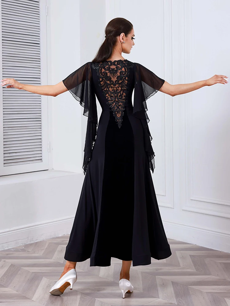Frauen Ballroom Dance Kleid Schwarz Walzer Leistung Kleidung Standard Dance Praxis Tragen Ballkleid Für Ballsaal Tanzen AMY2554