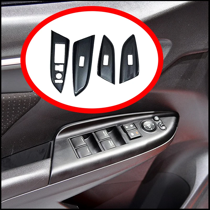 Car Styling For Honda Fit 2015-2019 Door Window Lift Control Button Switch Panel Cover Trim Decoration Auto Parts Accessories
