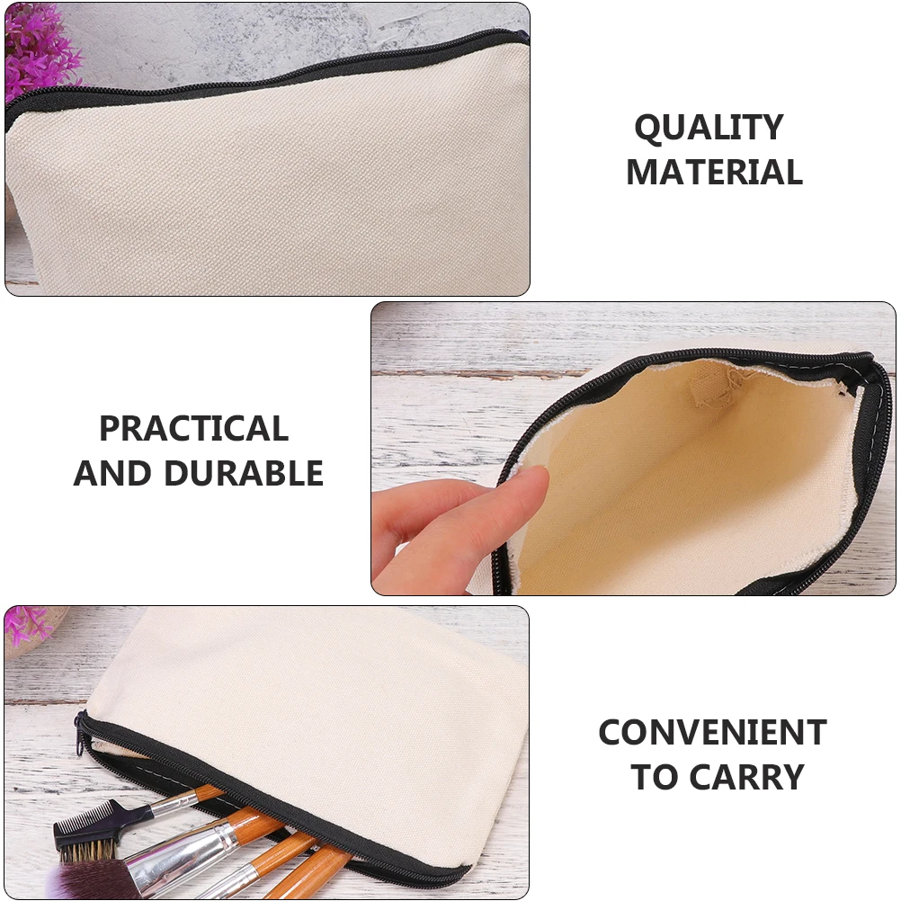 

20 Pcs Pencil Bag Canvas Case for Travel Pencil Case Coin Storage Pouch Beige Student Stationery Pen Storage Bag