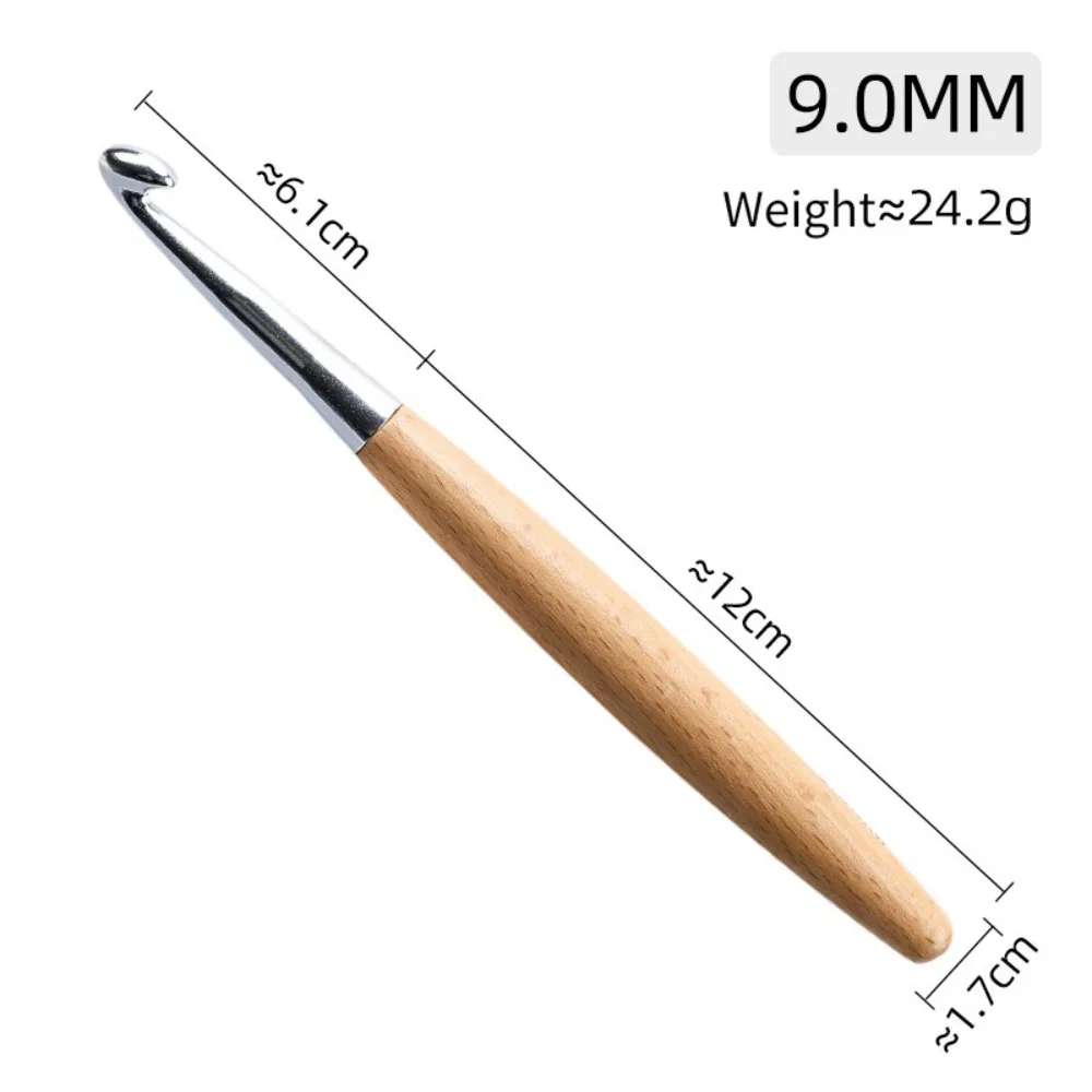 Weave Craft 3-12mm Crochet Hooks Beech Wood Handle Long Knitting Crochet Yarn Weave Tool