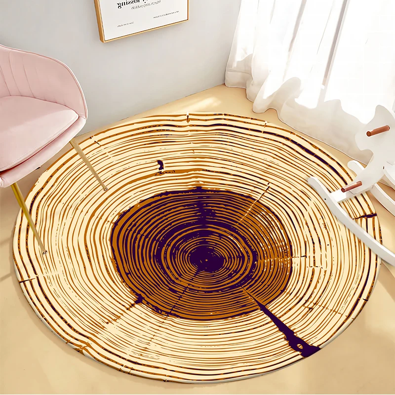 Non-slip Flannel Tree Ring Floor Mat Yoga Carpet Round Carpet Living Room Decoration Home Baby Child Play Mat Tapete Redondo