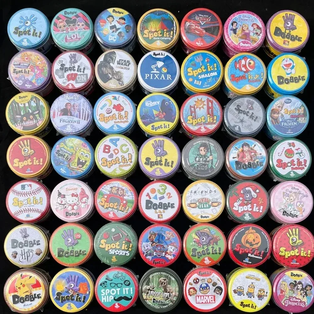 ALL Styles Board Game Spot It Jr Dobble Juego Cards Game Pikachu Disney Pixar Sanrio Paw Patrol Party Board Cartoon Kids Gifts