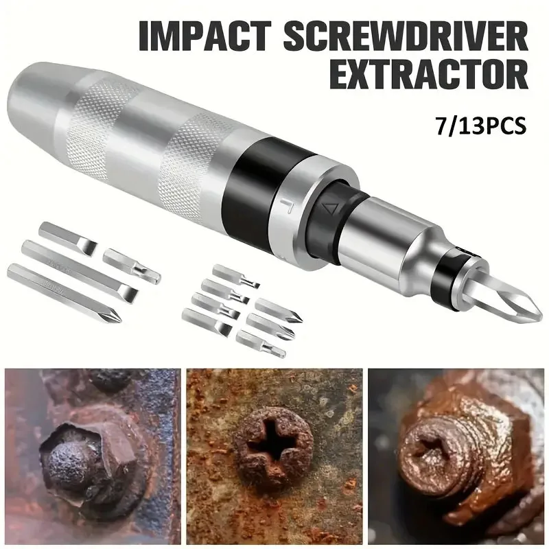 Shockproof Screwdriver Grupo Cinzel Bits Multifuncional Screw Extractor Removedor Impact Screwdriver Ferramentas de Reparação Pcs 13 Pcs