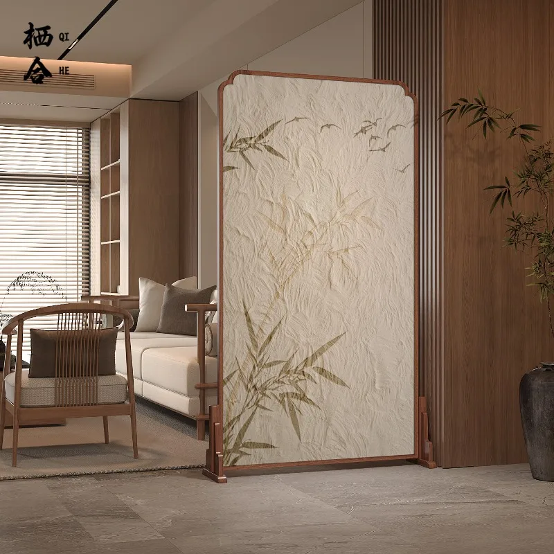 New Chinese Style Solid Wood Screen Creative Style Home Entrance Door Entryway Partition Movable Partition Covers Bedroom and Ba
