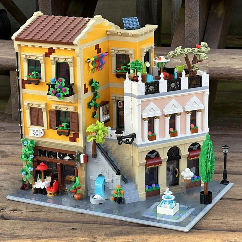 

NEW 4000PCS City Hot Selling Street View Moc Modular Italian Street Corner model DIY creative ideas ChildToy AssemblyPuzzle Gift