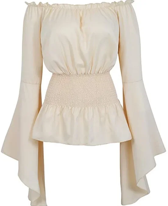 

Женская блузка в стиле Ренессанс, топы, корсет, рубашка с открытыми плечами и длинными рукавами