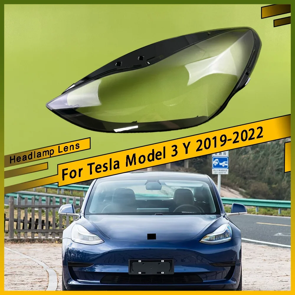 

For Tesla Model 3 Y 2019 2020 2021 2022 Car Front Headlight Lens Glass Caps Auto Shell Headlamp Lampshade Head light Lamp Cover