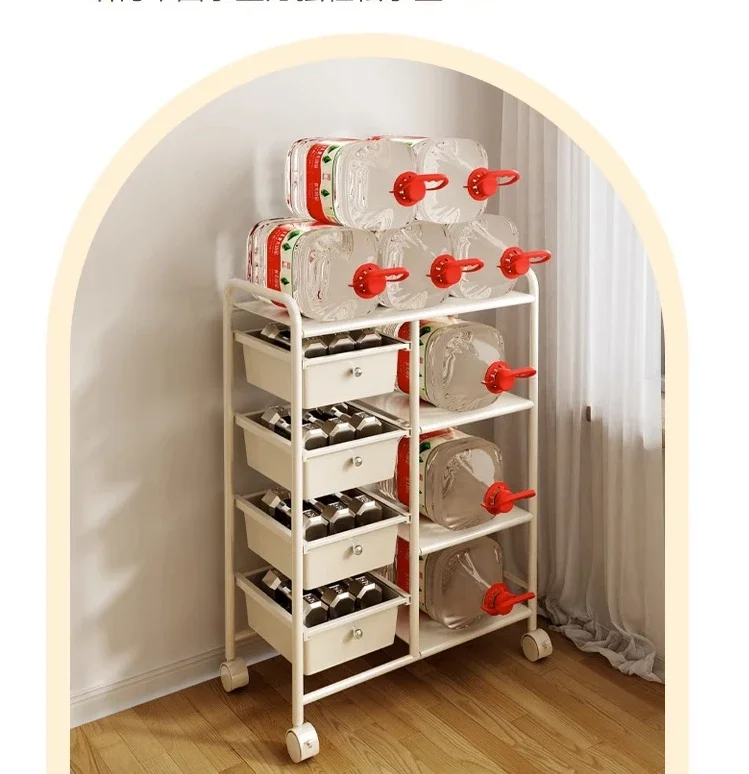

Premium Shelf floor multi-layer storage basket mobile multifunctional microwave oven cabinet