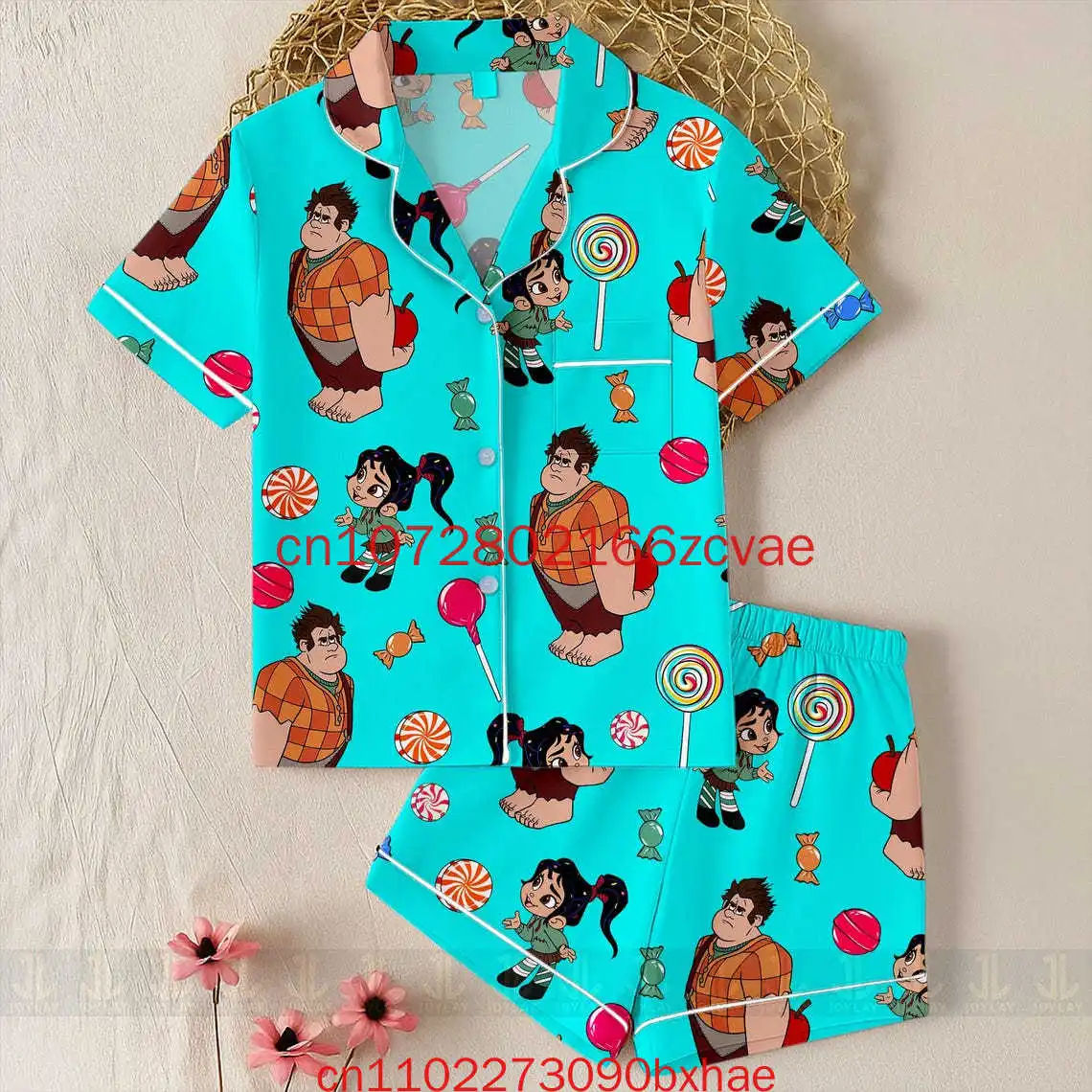 

Пижамный комплект Disney Wreck-It Ralph с 3D принтом на Хэллоуин, новый повседневный домашний модный мужской и женский пижамный комплект с рубашкой и короткими рукавами