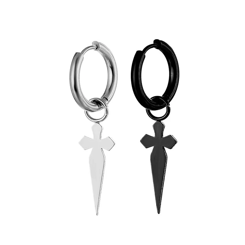 1 Paar Punk-Ohrstecker aus Edelstahl, schwarz/stahlfarben, Ohrringe-Set für Männer und Frauen, Vintage-Hip-Hop-Piercing-Ohrschmuck