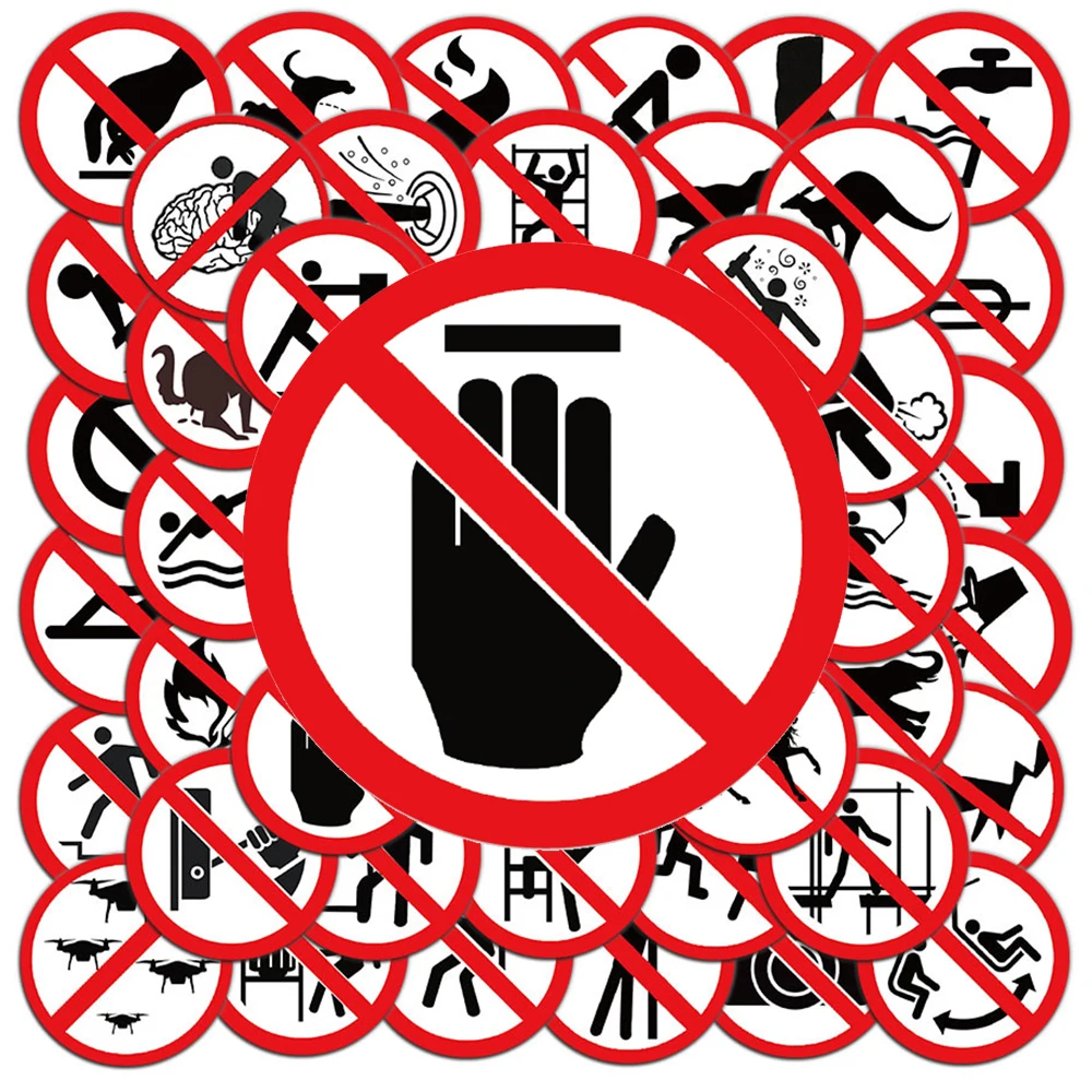 

10/30/62pcs Funny Cartoon Warning Stickers Danger Banning Sign Decals Toy DIY Helmet Laptop Suitcase Cool Graffiti Sticker Packs
