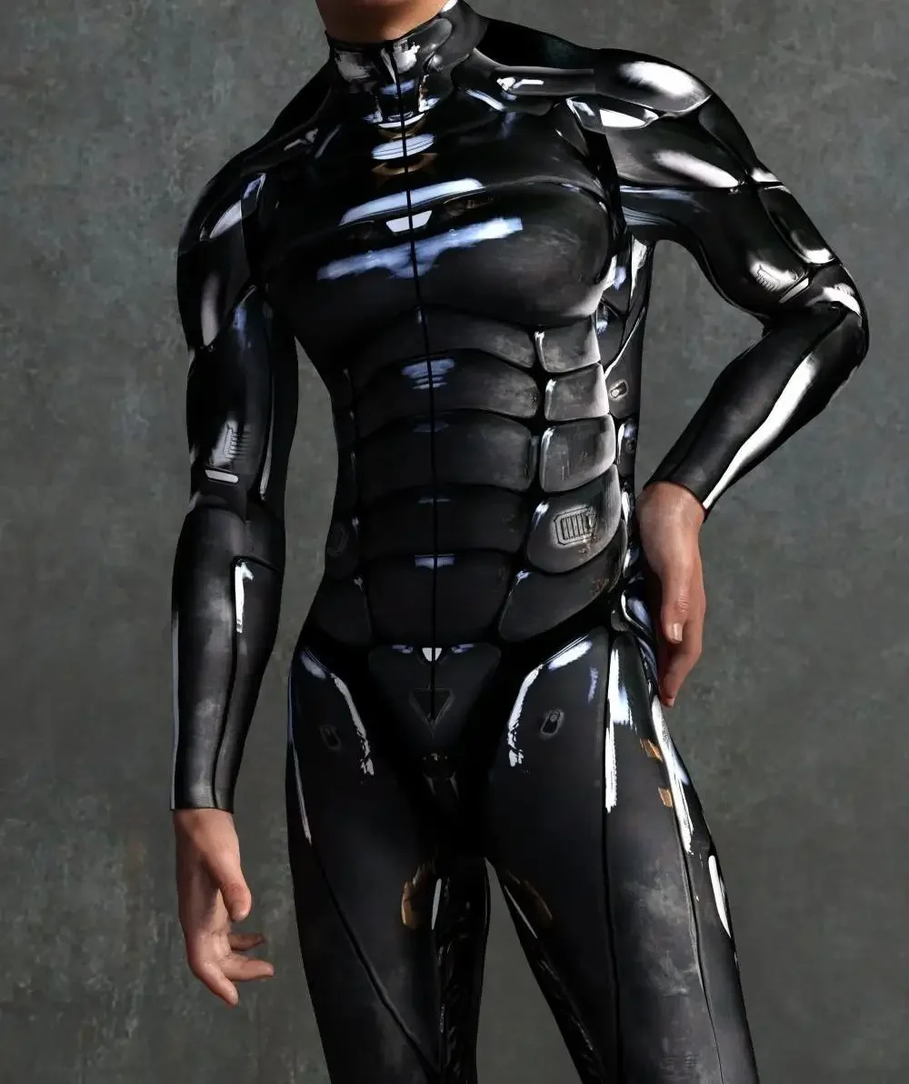 Macacão de armadura mecânica CyberPunk para homens e mulheres Cosplay Halloween Party, bodysuits elásticos, traje de caveira, macacão Steampunk